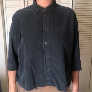 CP Shades 3/4” sleeves corduroy button up shirt.